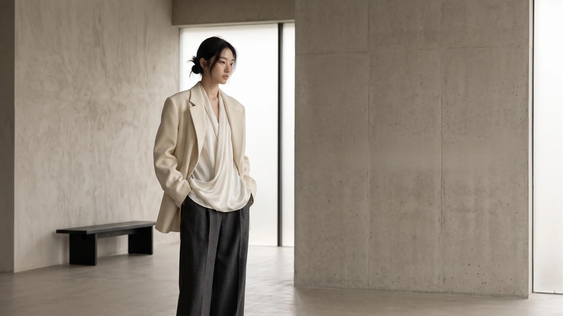 Model mengenakan fashion modern Trustlink