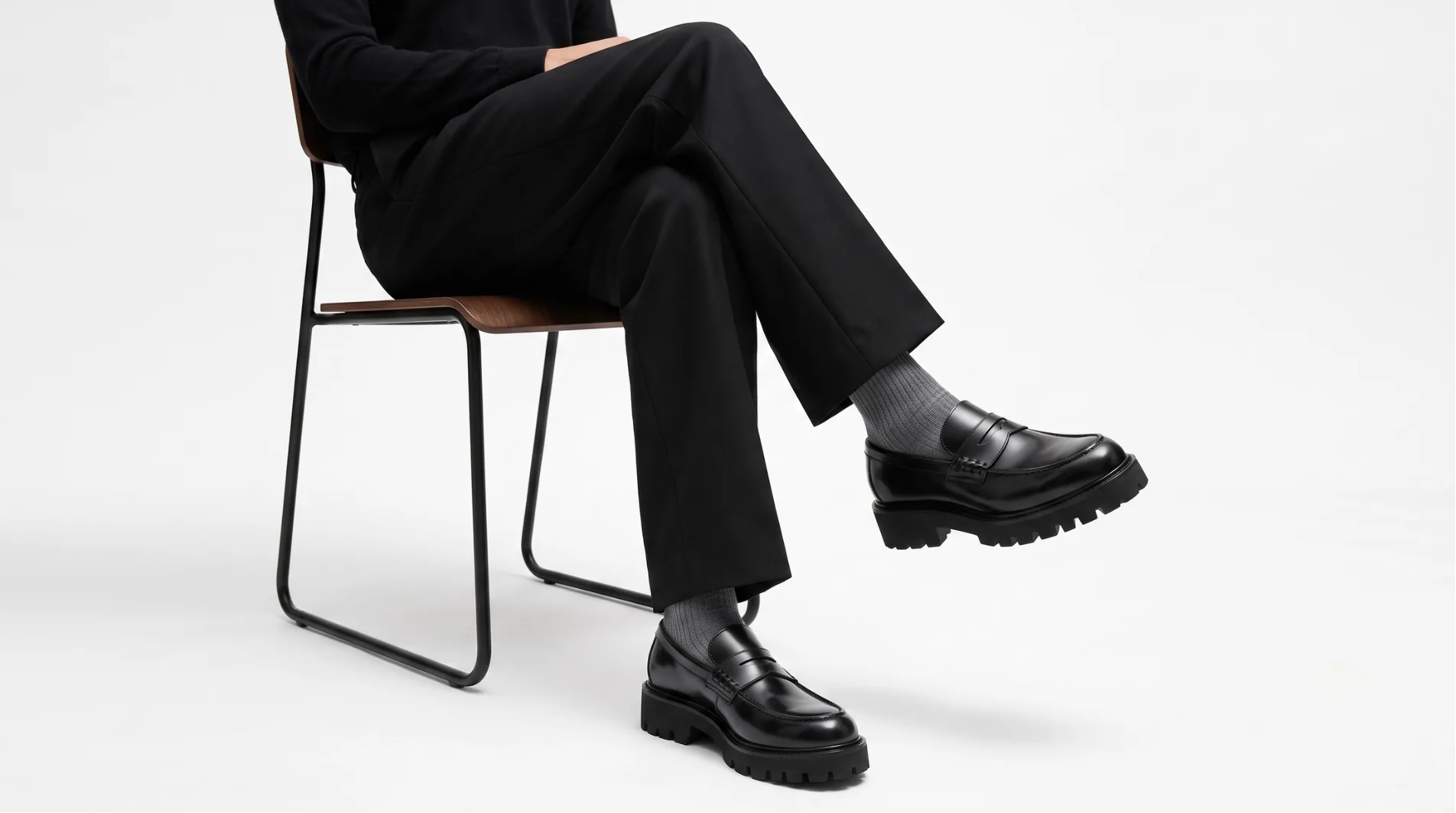 Classic Thick Sole Penny Loafers Black product