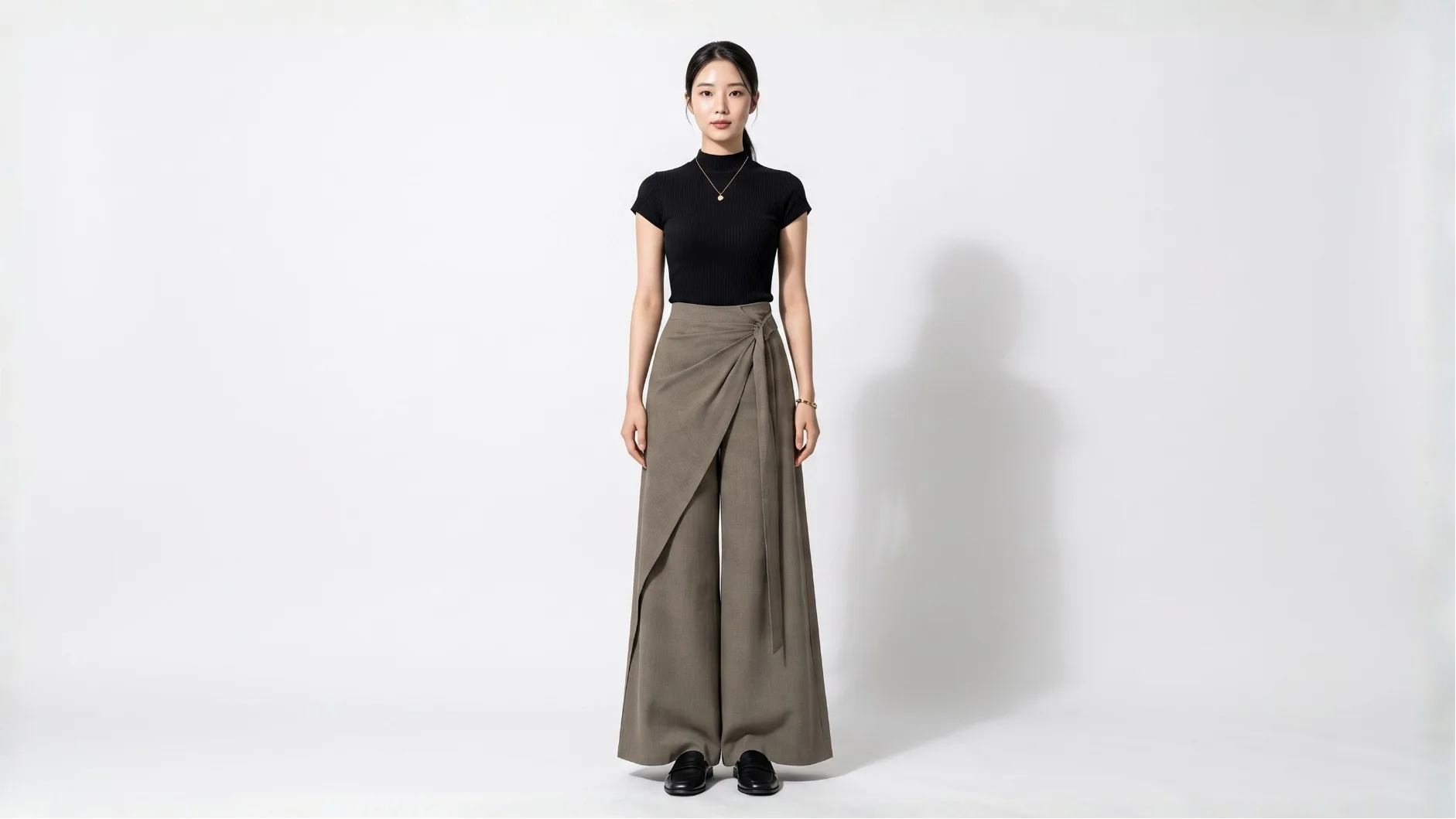 High Waist Wrap Overlay Wide Leg Pants product